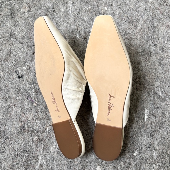 Sam Edelman Cecilia Ivory Leather square toe slip on mules flats - Picture 6 of 15